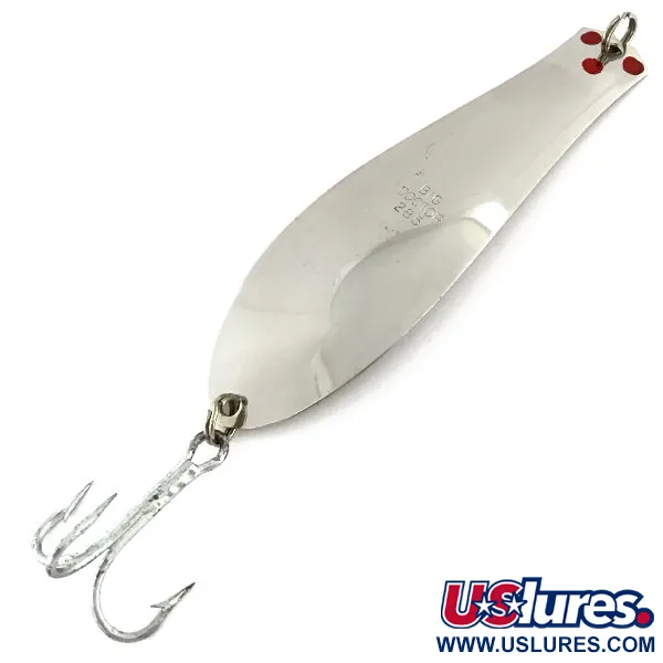Vintage  Prescott Spinner Big Doctor 285, 1oz Nickel / Red Eyes fishing spoon #9365