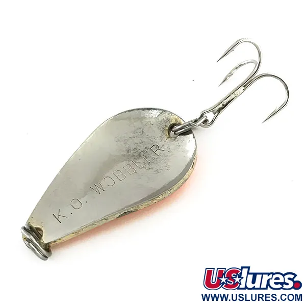 Vintage  Acme K.O. Wobbler, 1/2oz Nickel / Orange fishing spoon #9367
