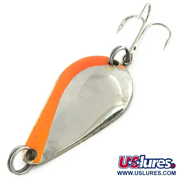 Vintage  Acme K.O. Wobbler, 1/2oz Nickel / Orange fishing spoon #9367