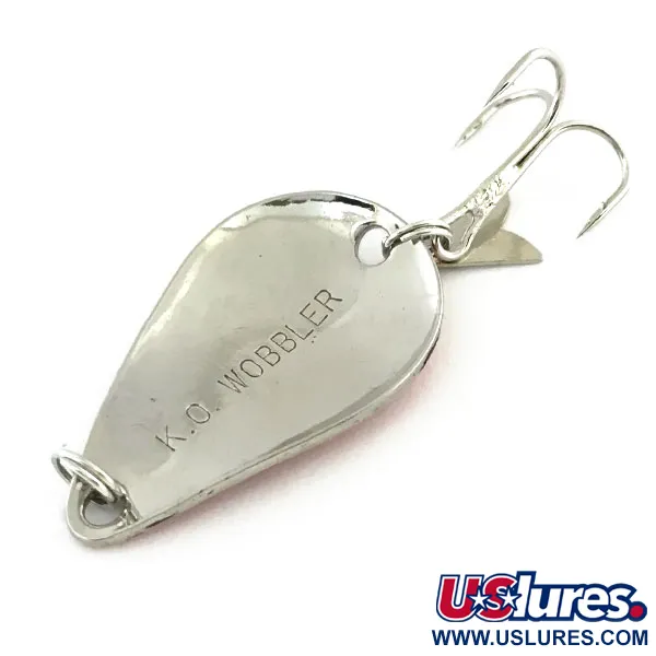 Vintage  Acme K.O. Wobbler, 1/4oz Nickel / Red fishing spoon #9368