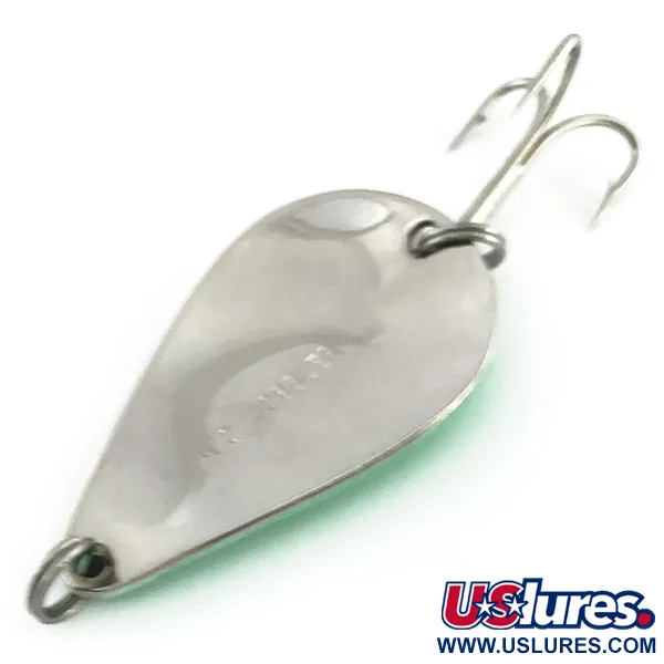 Vintage  Acme K.O. Wobbler Glow, 3/4oz White / Green glow (Glow in Dark) fishing spoon #9370