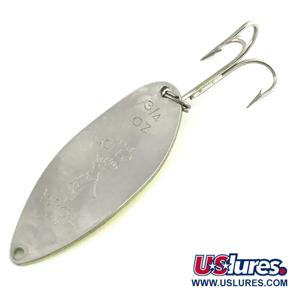 Vintage  Seneca Little Cleo (Hula Girl), 3/4oz Yellow / Red / Nickel fishing spoon #9372