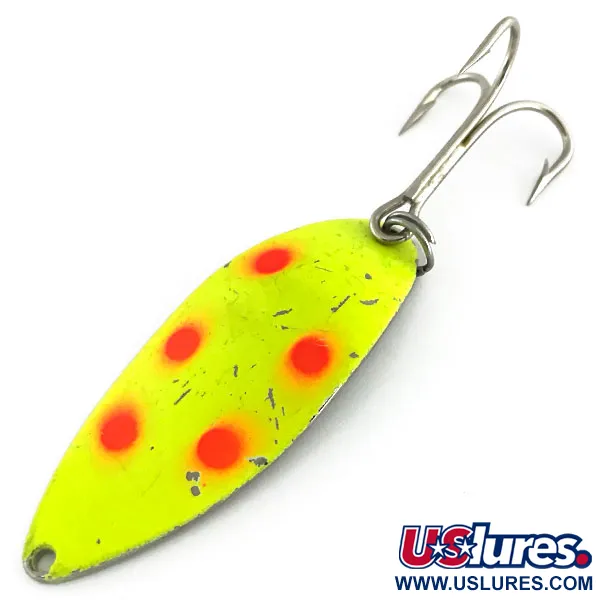Vintage  Seneca Little Cleo (Hula Girl), 3/4oz Yellow / Red / Nickel fishing spoon #9372