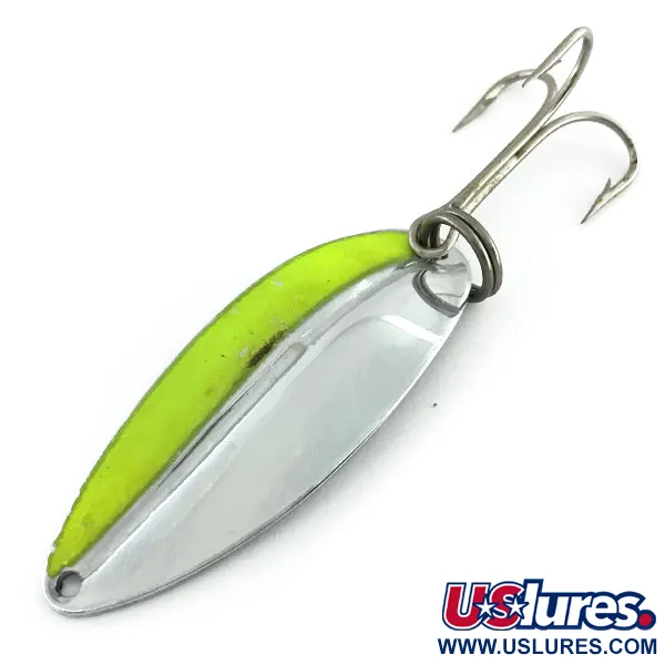 Vintage  TODDCO Main liner , 2/5oz Nickel / Chartreuse fishing spoon #9375