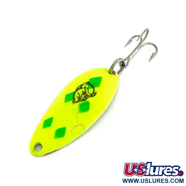 Vintage  Eppinger Dardevle Devle Dog 5200, 1/4oz Nickel / Chartreuse fishing spoon #9384