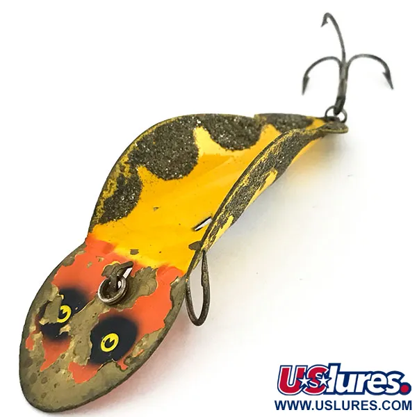 Vintage   Buck Perry Spoonplug, 3/4oz Yellow / Brass / Red fishing spoon #9390