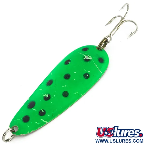 Vintage  Nebco Aqua Spoon UV, 1/2oz Green / Nickel fishing spoon #9392