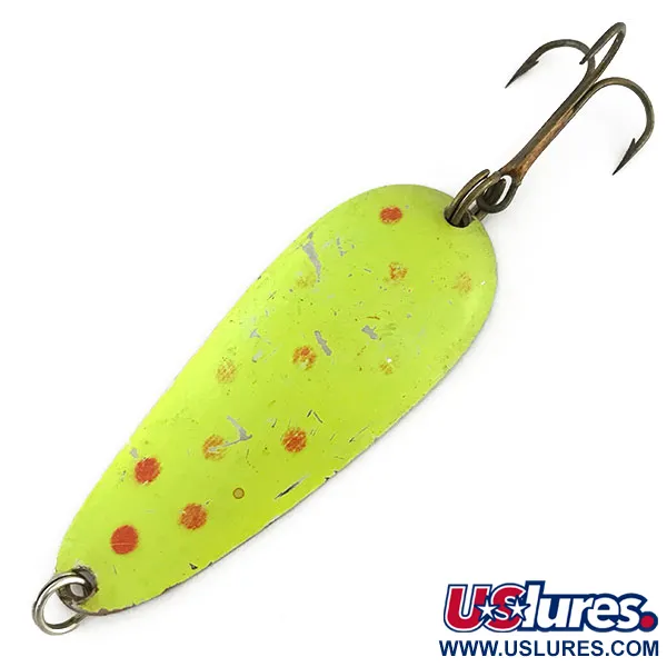Vintage  Nebco Aqua Spoon UV, 3/4oz Chartreuse / Nickel fishing spoon #9398