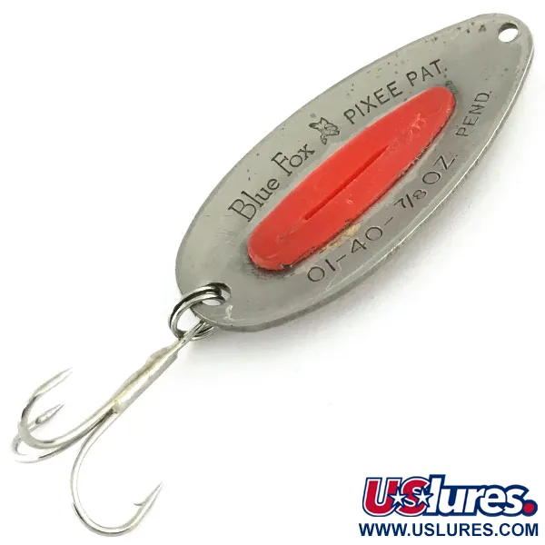 Vintage   Blue Fox Pixee UV, 3/4oz Hammered Silver / Orange fishing spoon #9399