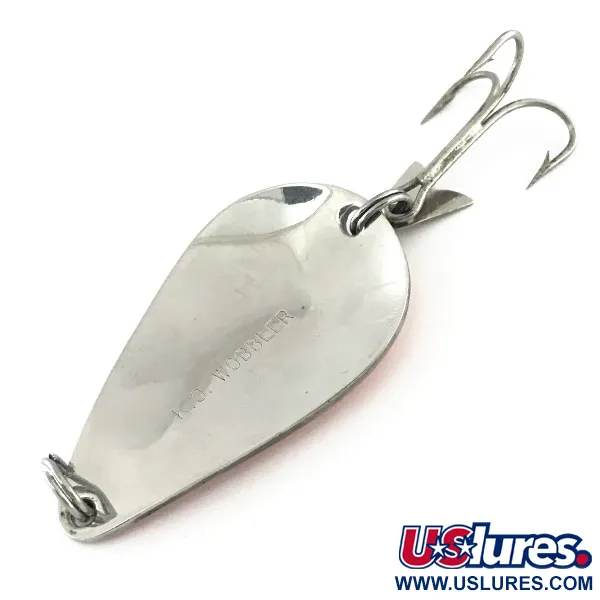 Vintage  Acme K.O. Wobbler, 3/4oz Nickel / Orange fishing spoon #9433