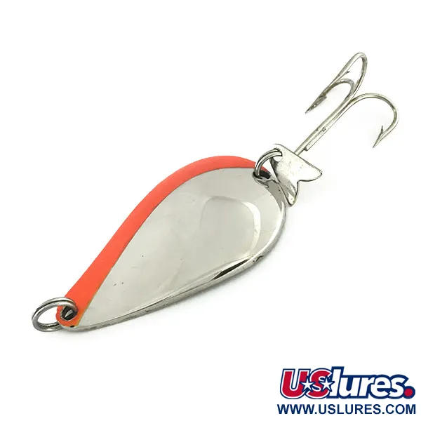Vintage  Acme K.O. Wobbler, 3/4oz Nickel / Orange fishing spoon #9433