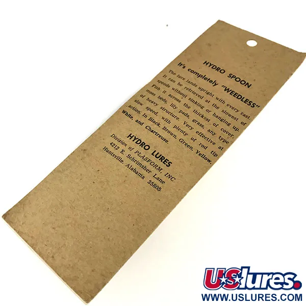  Hydro Lures Weedless Hydro Spoon, 1/2oz White / Black fishing spoon #9466