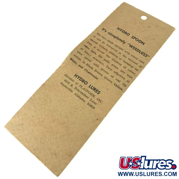  Hydro Lures Weedless Hydro Spoon, 1/2oz White / Red / Green fishing lure #9467