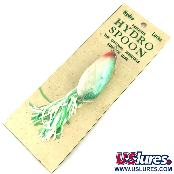  Hydro Lures Weedless Hydro Spoon, 1/2oz White / Red / Green fishing lure #9467