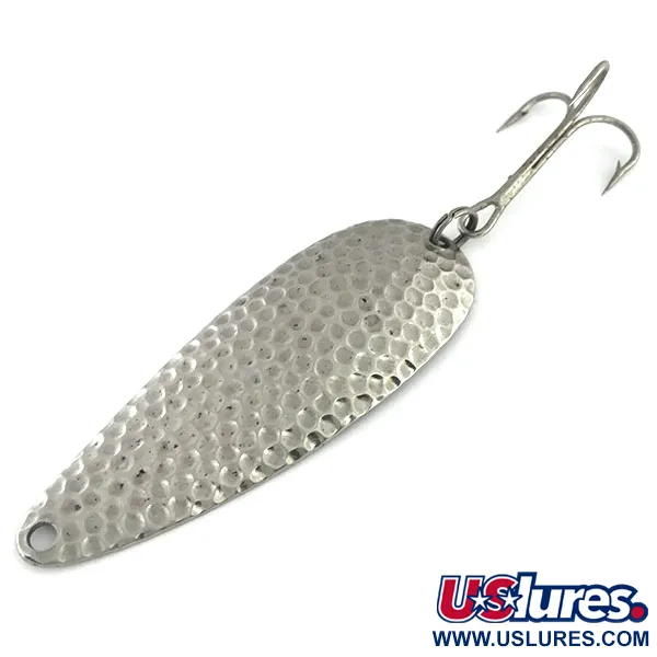 Vintage  Worth Chippewa Steel Spoon, 1/2oz Hammered Nickel fishing spoon #9483