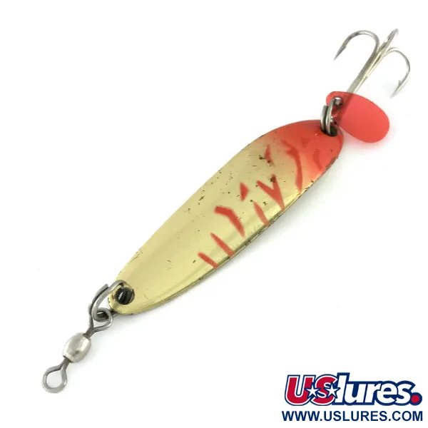 Vintage  Luhr Jensen Krocodile Die #3, 1/3oz Gold / Red fishing spoon #9502