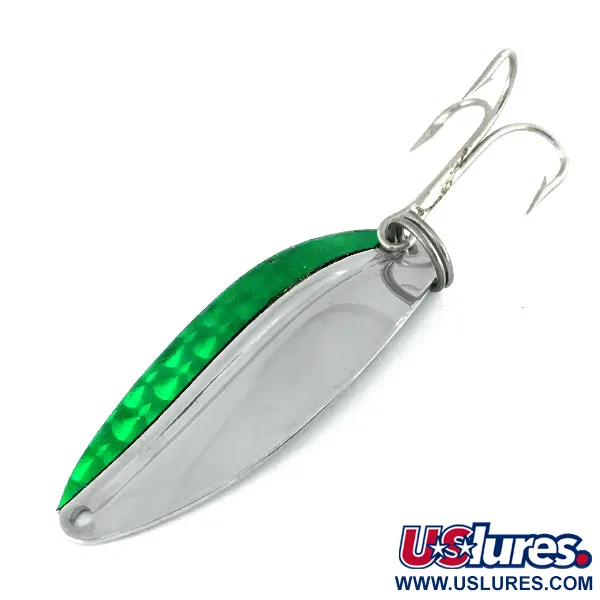 Vintage  TODDCO Main liner , 2/5oz Nickel / Green fishing spoon #9506