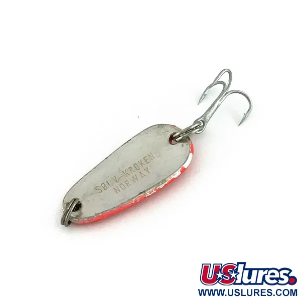 Vintage   Sølvkroken Spesial Classic UV, 1/4oz Red UV / Silver fishing spoon #9528