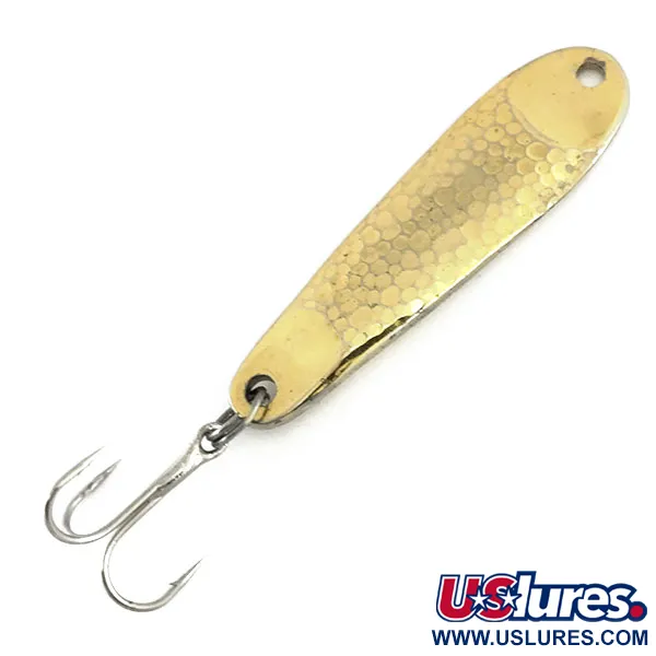 Vintage   Hopkins Shorty 75, 3/4oz Hammered Gold fishing spoon #9529
