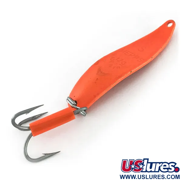 Vintage   Mepps Syclops 1, 2/5oz Fluorescent Orange / Black fishing spoon #9536