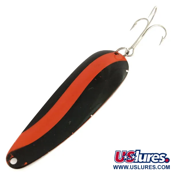 Vintage  Worth Chippewa Steel Spoon, 3/5oz Black / Red / Nickel fishing spoon #9541