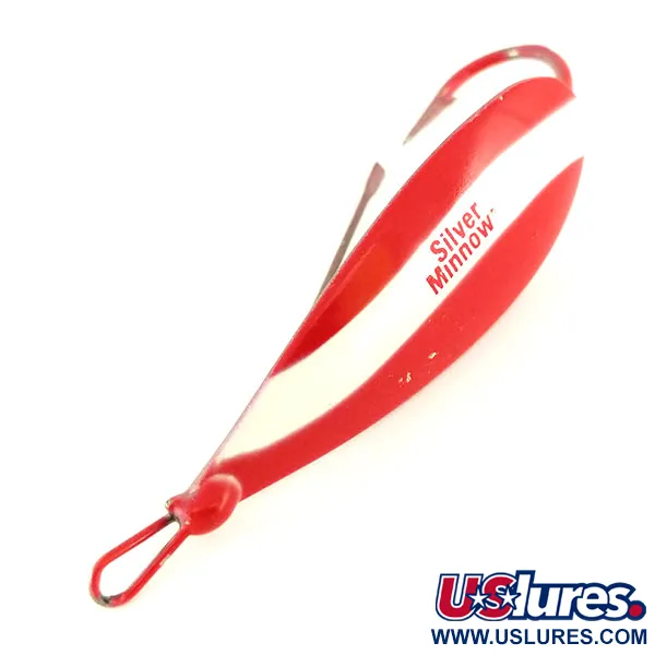 Vintage   Weedless Johnson Silver Minnow, 1/3oz Red / White / Silver fishing spoon #9542