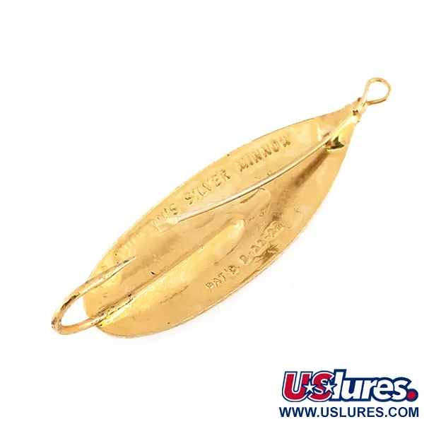 Vintage   Weedless Johnson Silver Minnow, 3/16oz Gold fishing spoon #9573