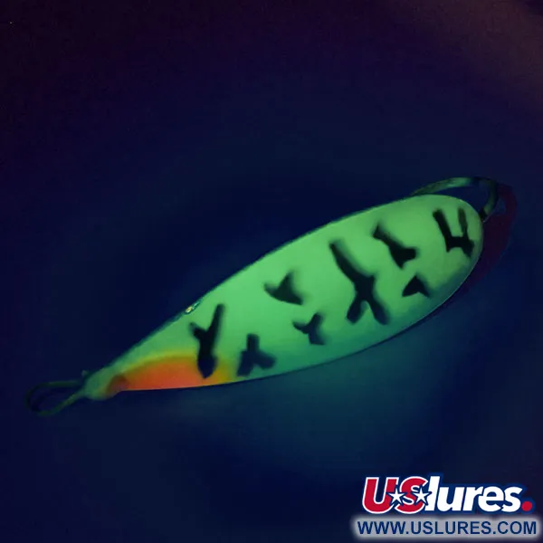 Vintage   Weedless Johnson Silver Minnow UV, 1/3oz Fire Tiger fishing spoon #9574