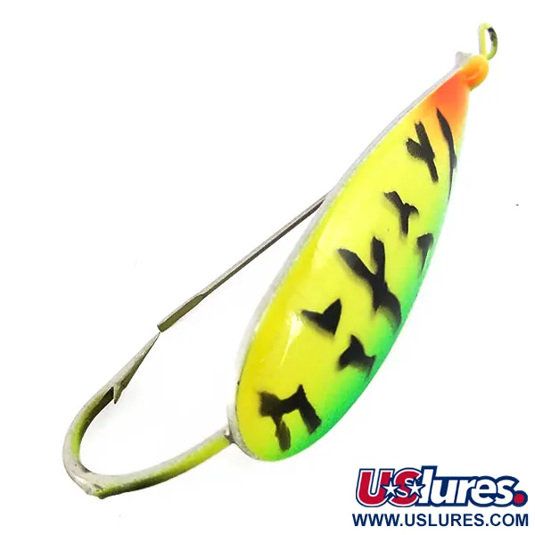 Vintage   Weedless Johnson Silver Minnow UV, 1/3oz Fire Tiger fishing spoon #9574