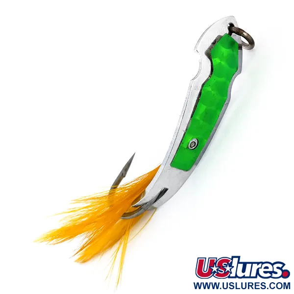 Vintage   Tony Accetta Pet Spoon 13, 3/16oz Nickel / Green fishing spoon #9609