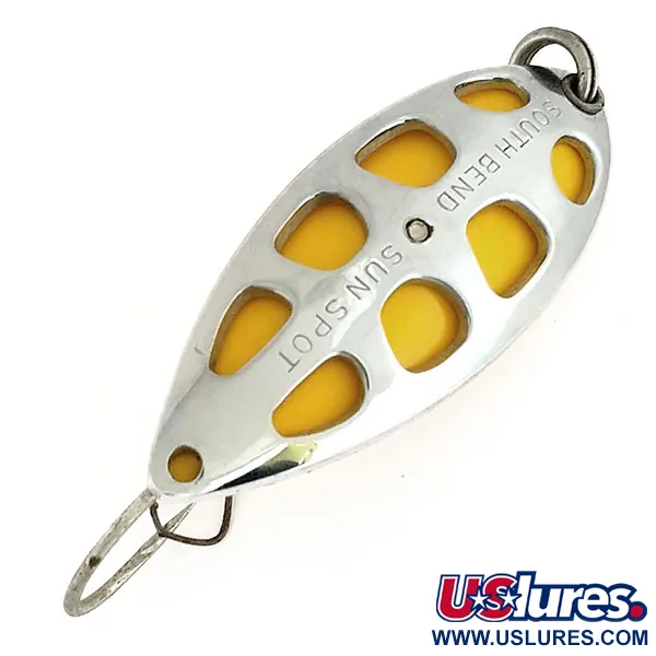 Vintage   South Bend Sun Spot, 1/2oz Nickel / Yellow fishing spoon #9652