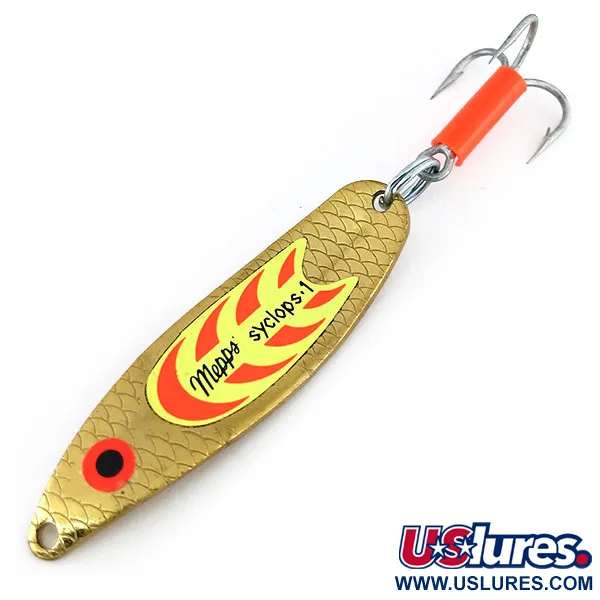 Vintage   Mepps Syclops 1, 2/5oz Gold fishing spoon #9669