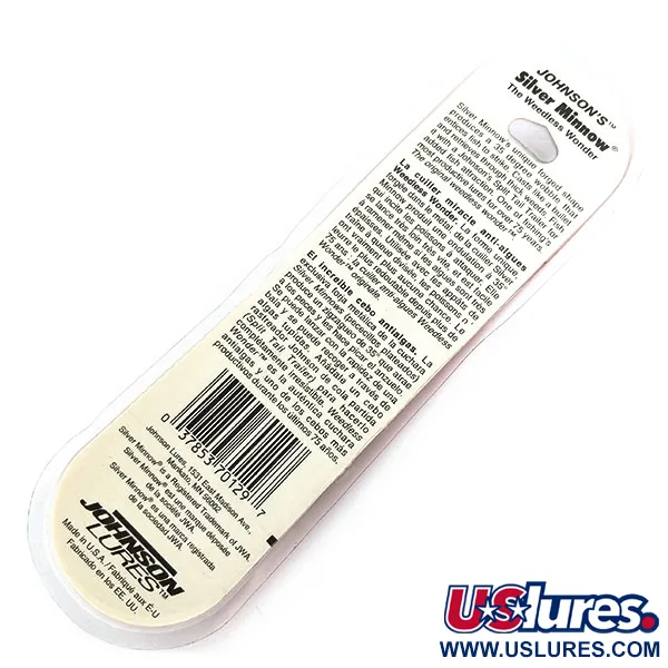   Weedless Johnson Silver Minnow, 1/4oz Green / Orange / Nickel fishing spoon #9702