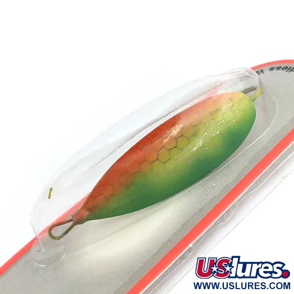   Weedless Johnson Silver Minnow, 1/4oz Green / Orange / Nickel fishing spoon #9702