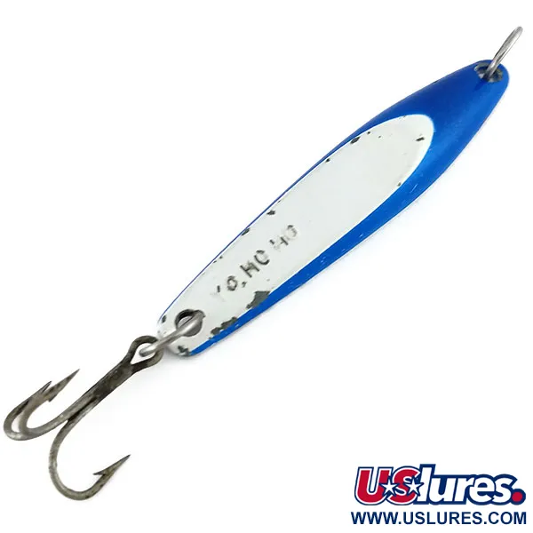 Vintage  Luhr Jensen Yo-ho-ho Lura 1 Jig, 1 1/2oz Blue / White fishing spoon #9728