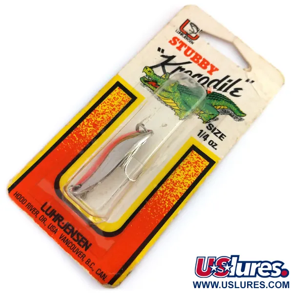  Luhr Jensen Lil' Kroc (Krocodile Stubby), 1/4oz Nickel / Red fishing spoon #9746