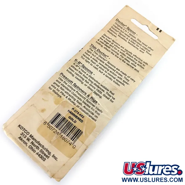  Prescott Spinner Little Doctor 275, 3/4oz Hammered Gold / Red fishing spoon #9748