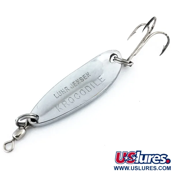 Vintage  Luhr Jensen Krocodile, 1/3oz Hammered Nickel fishing spoon #9749