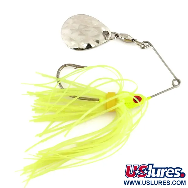 Vintage   Strike King Mini-King Spinnerbait, 1/4oz Hammered nickel/chartreuse spinning lure #17667