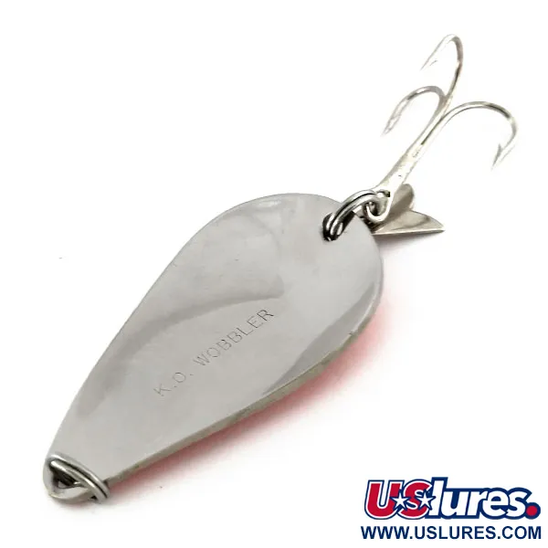 Vintage  Acme K.O. Wobbler, 3/4oz Nickel / Orange fishing spoon #9763