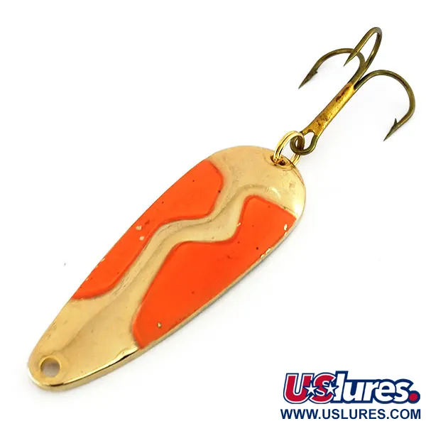Vintage  Acme Kamlooper Jumbo, 2/3oz Gold / Orange fishing spoon #9773