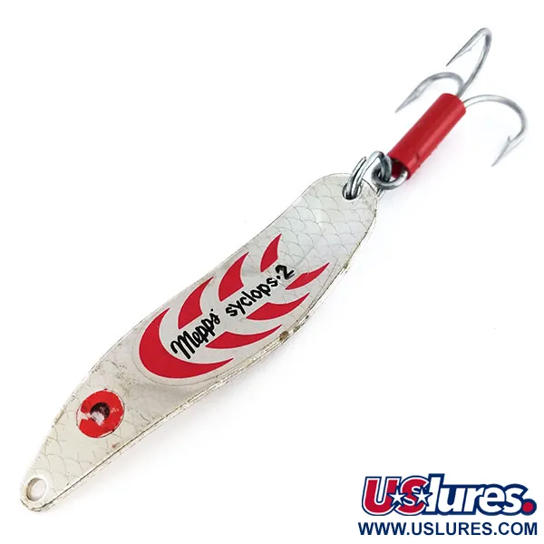 Vintage   Mepps Syclops 2, 3/5oz Nickel / Red fishing spoon #9788
