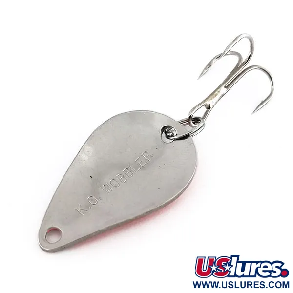 Vintage  Acme K.O. Wobbler, 1/4oz Nickel / Orange fishing spoon #9792