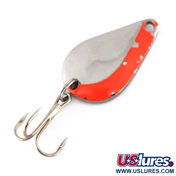 Vintage  Acme K.O. Wobbler, 1/4oz Nickel / Orange fishing spoon #9792