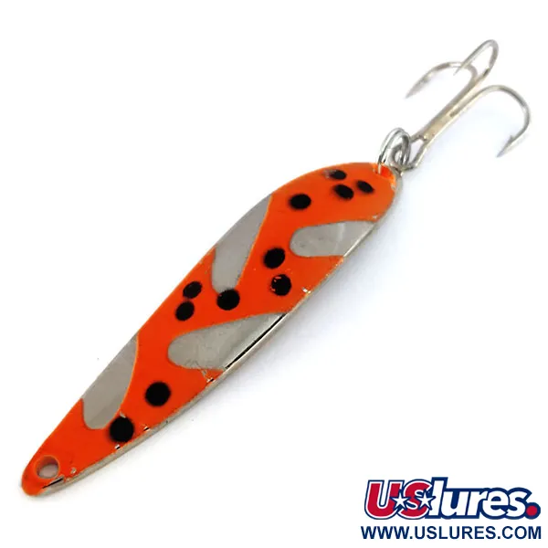 Vintage  Acme Fiord Spoon, 2/5oz Nickel / Orange / Black fishing spoon #9798