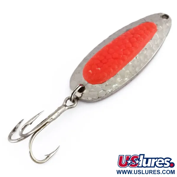 Vintage   Blue Fox Pixee UV, 1/2oz Hammered Nickel / Orange fishing spoon #9854