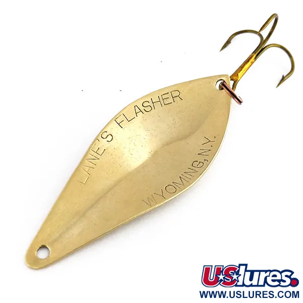 Vintage  Lanes Tackle & Bait Lane's Flasher, 1/2oz Brass fishing spoon #9858