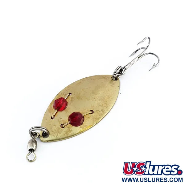 Vintage  Hofschneider Red Eye junior, 2/5oz Brass fishing spoon #9906