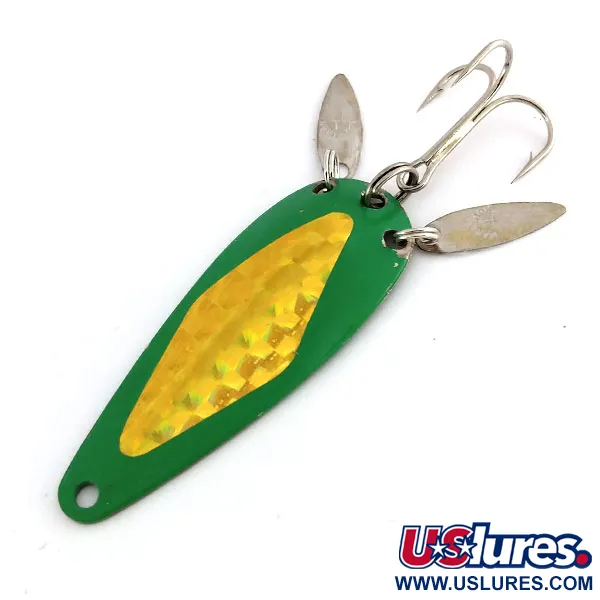 Vintage   Marathon (with sonic blades), 2/5oz Green / Yellow / Nickel fishing spoon #9911
