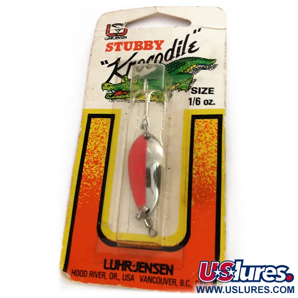  Luhr Jensen Lil' Kroc (Krocodile Stubby), 3/16oz Nickel / Red fishing spoon #9914